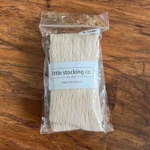 Little stocking co vanilla cable knit tights 6-12month